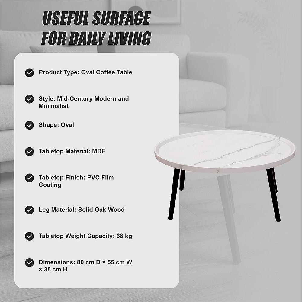 Oval Coffee Table, 80 cm