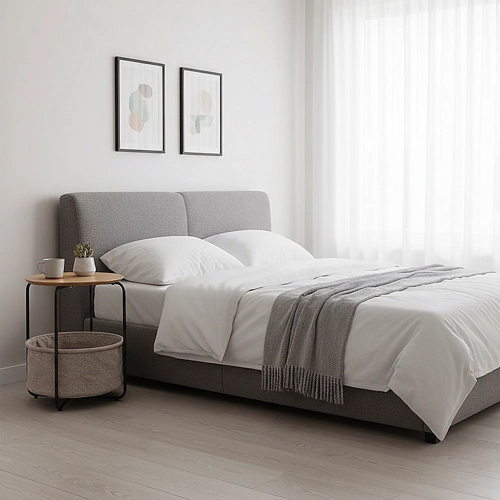 Round Bedside Table with Black Frame