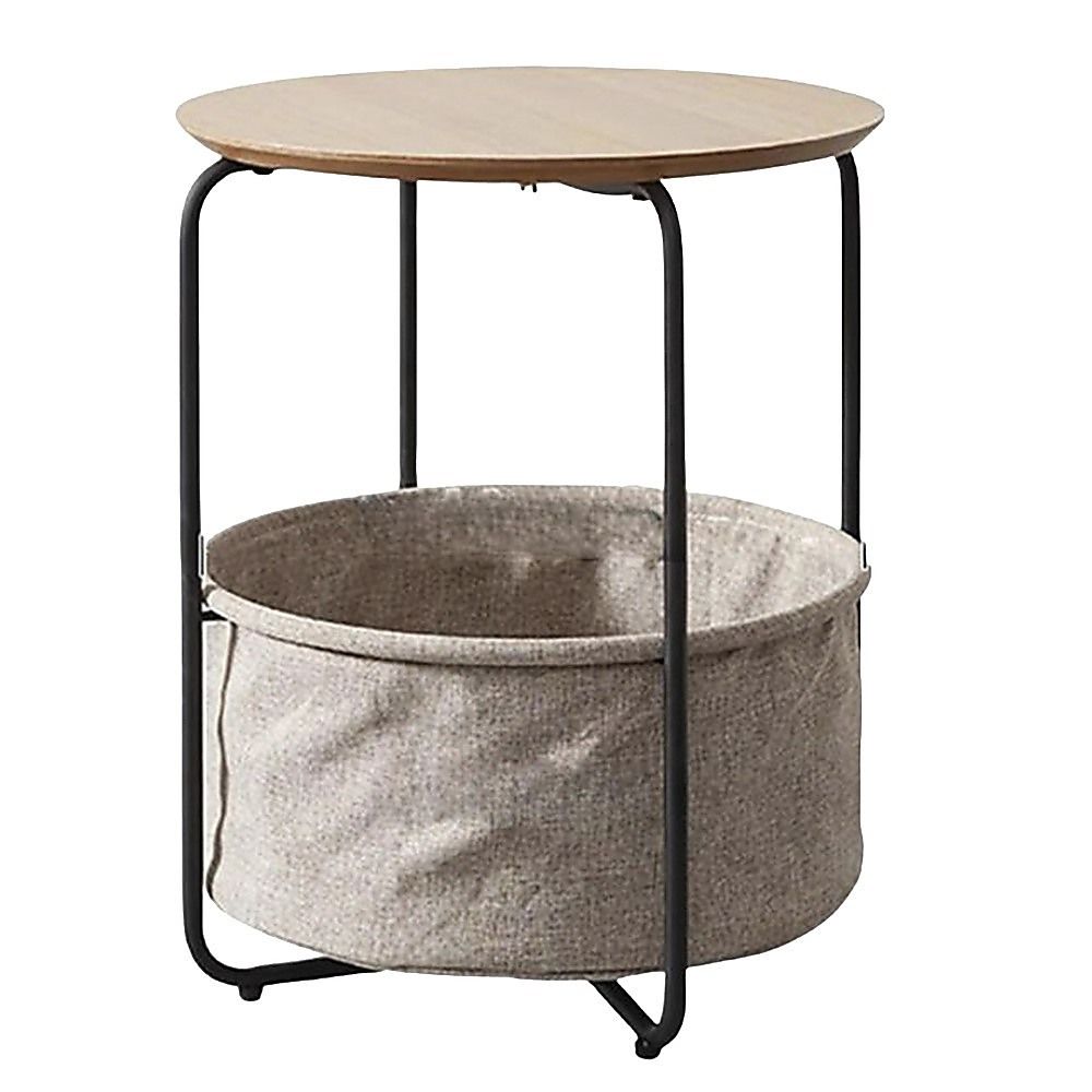 Round Bedside Table with Black Frame