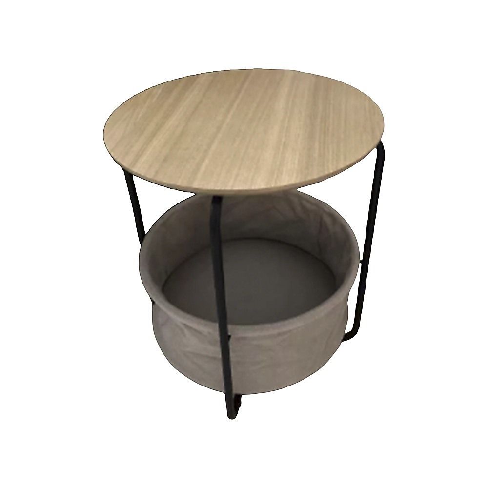 Round Bedside Table with Black Frame