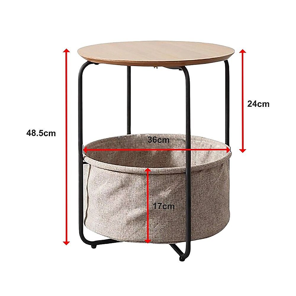 Round Bedside Table with Black Frame