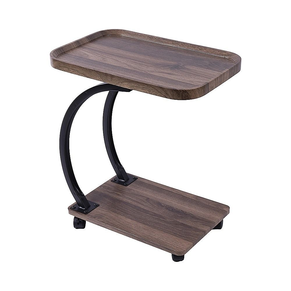 C Shaped Side Table with Wheels