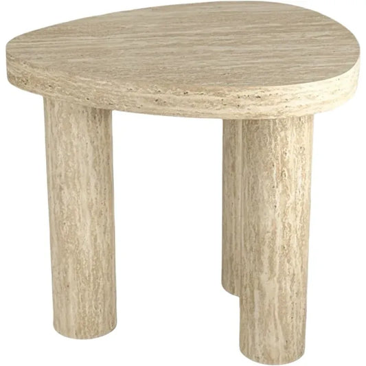 Nikki Travertine Look Side Table, 55 cm