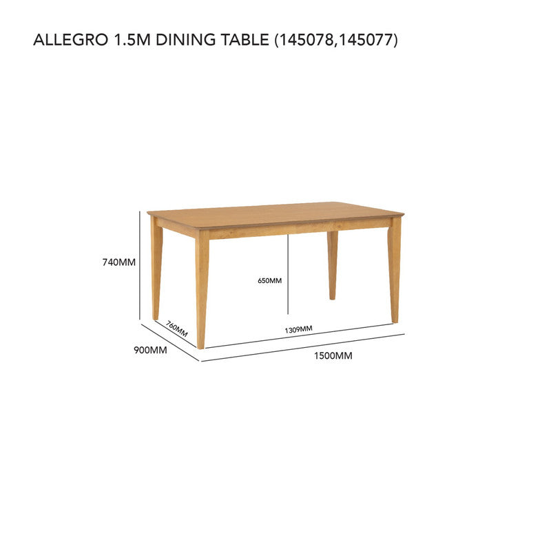 Allegro Natural Dining Table, 150 cm