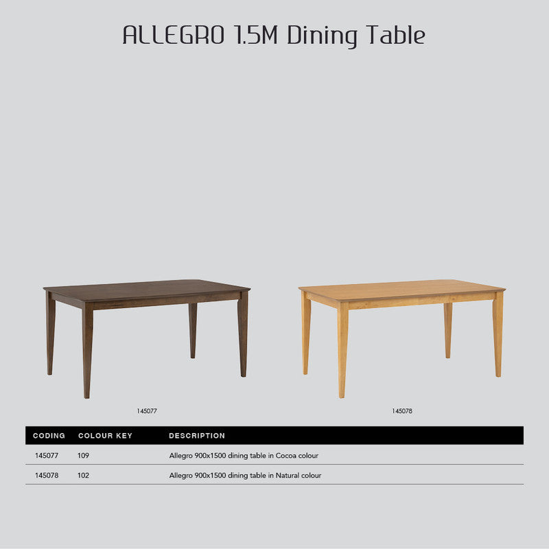 Allegro Natural Dining Table, 150 cm