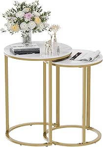 Gold Frame Nesting Side Tables, Set of 2