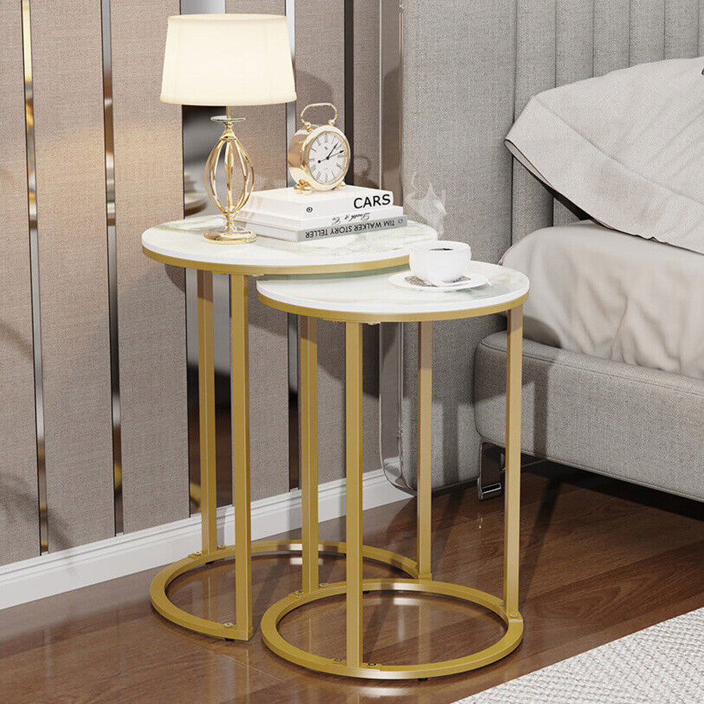 Gold Frame Nesting Side Tables, Set of 2