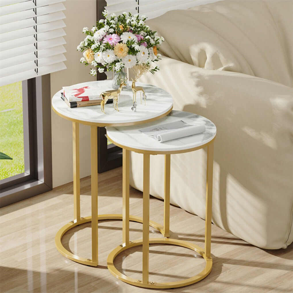 Gold Frame Nesting Side Tables, Set of 2