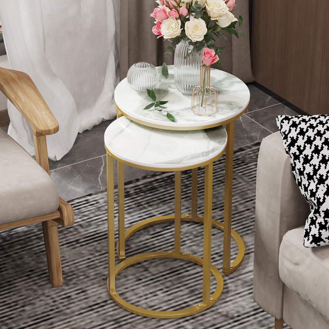 Gold Frame Nesting Side Tables, Set of 2