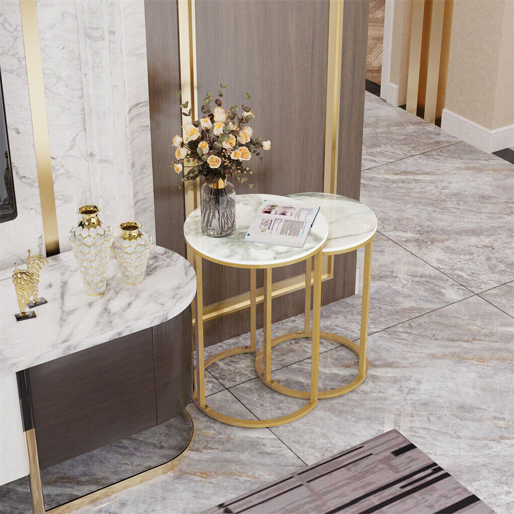 Gold Frame Nesting Side Tables, Set of 2