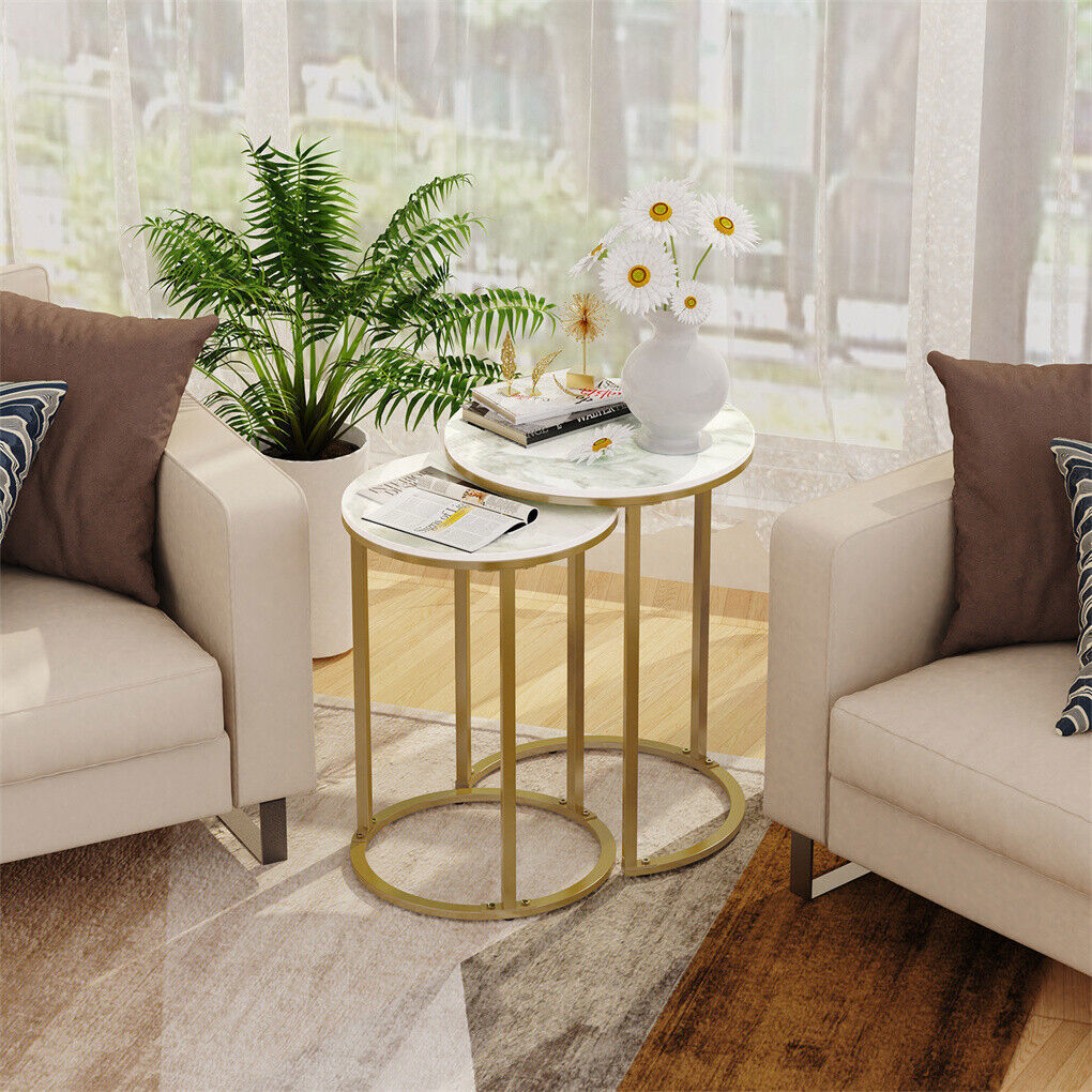 Gold Frame Nesting Side Tables, Set of 2