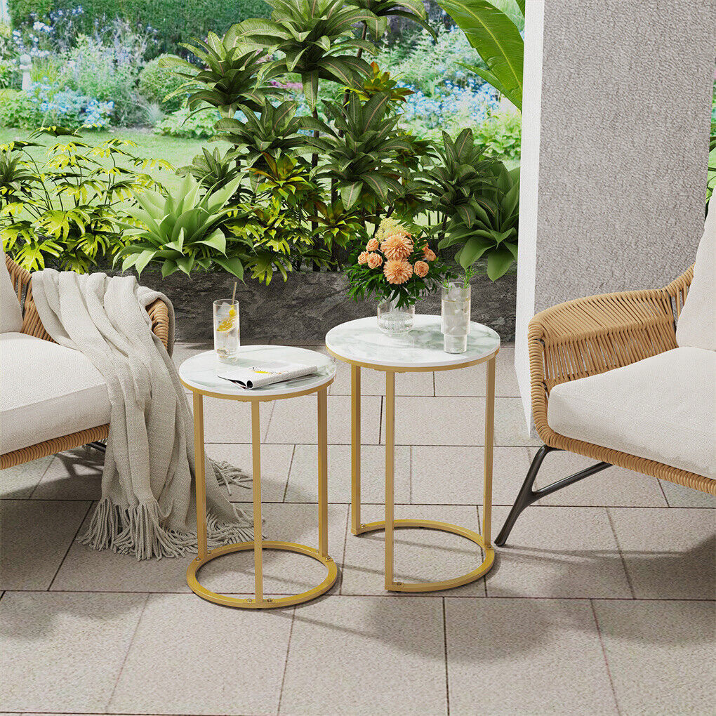 Gold Frame Nesting Side Tables, Set of 2