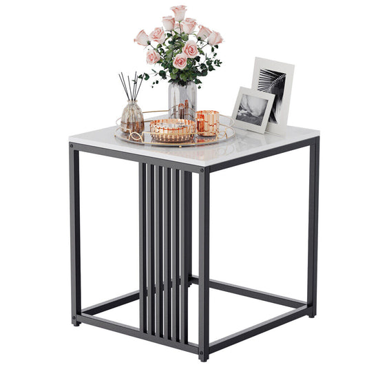 Black Frame Sintered Stone Square Side Table
