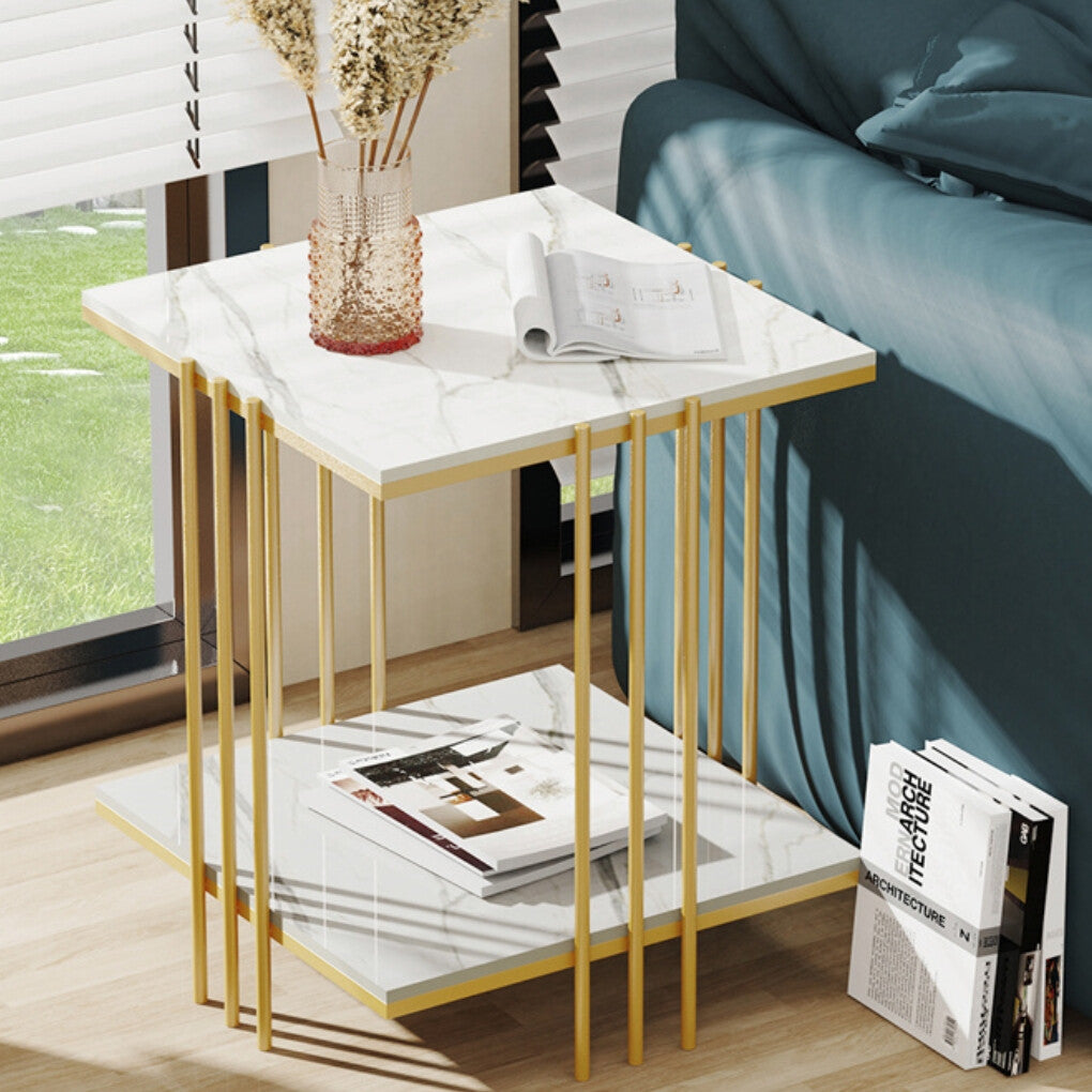 Sintered Stone Bedside Table with Two Shelves