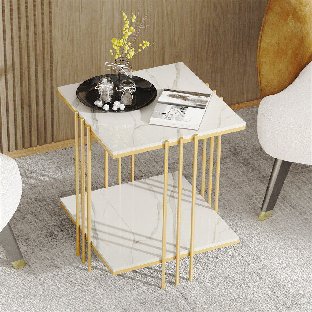 Sintered Stone Bedside Table with Two Shelves