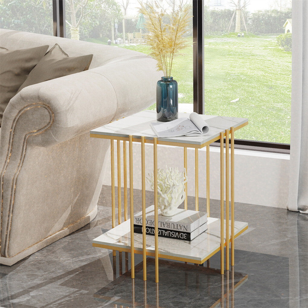 Sintered Stone Bedside Table with Two Shelves