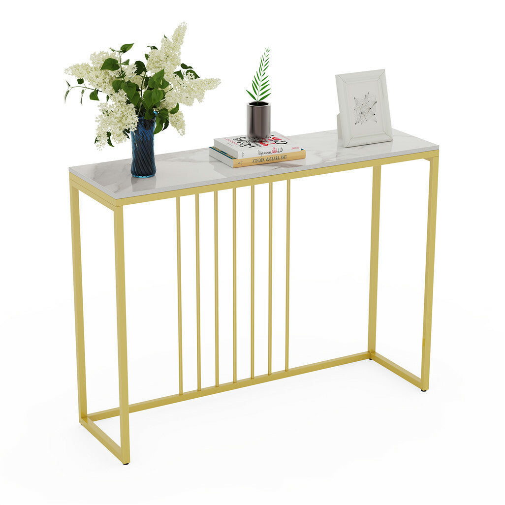 Sintered Stone Console Table with Gold Frame