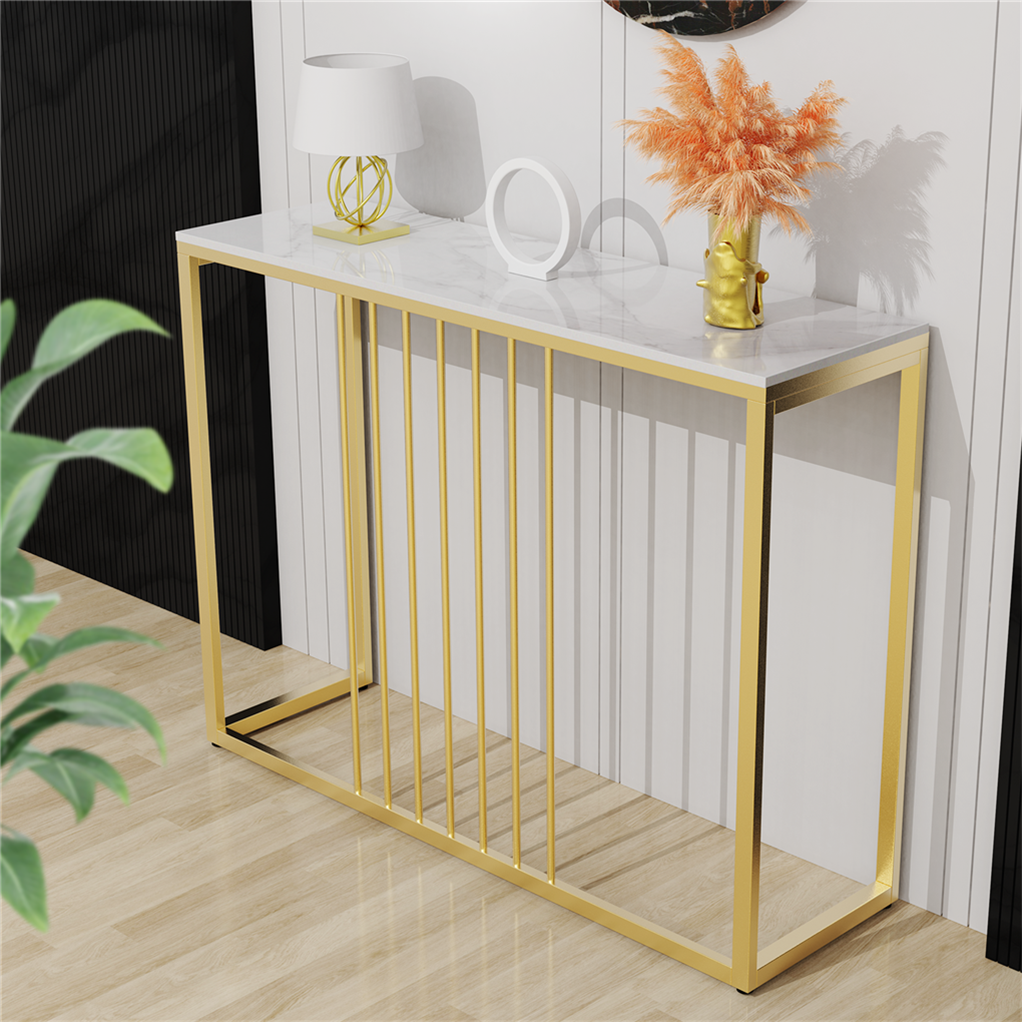 Sintered Stone Console Table with Gold Frame
