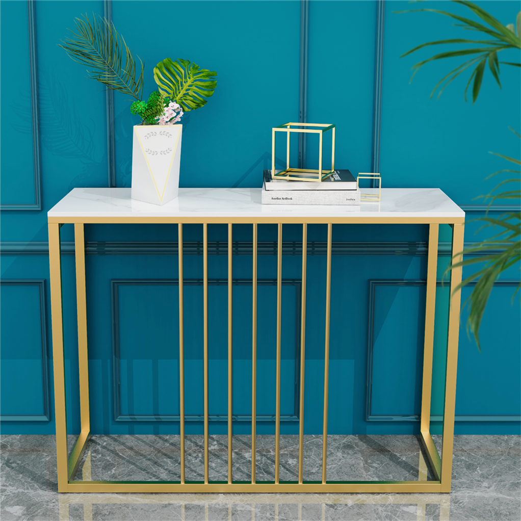 Sintered Stone Console Table with Gold Frame