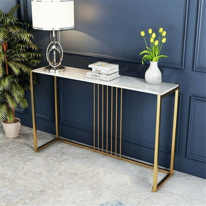 Gold Frame Sintered Stone Console Table
