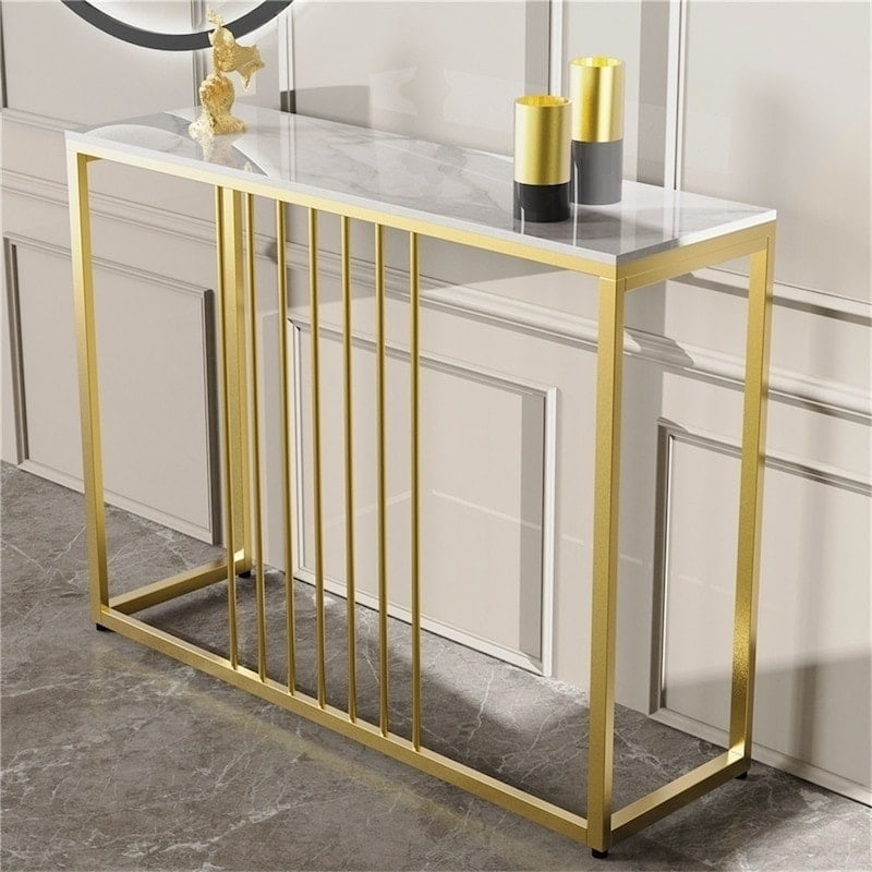 Gold Frame Sintered Stone Console Table
