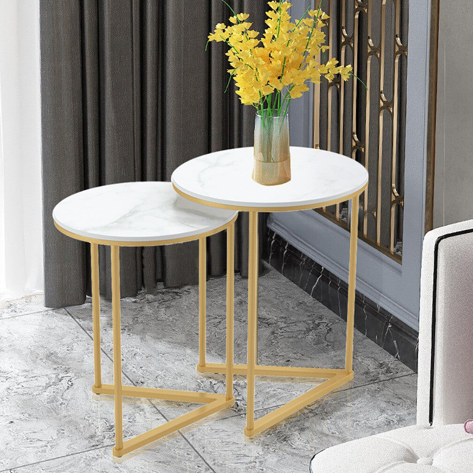 Sintered Stone Nesting Side Tables, Set of 2