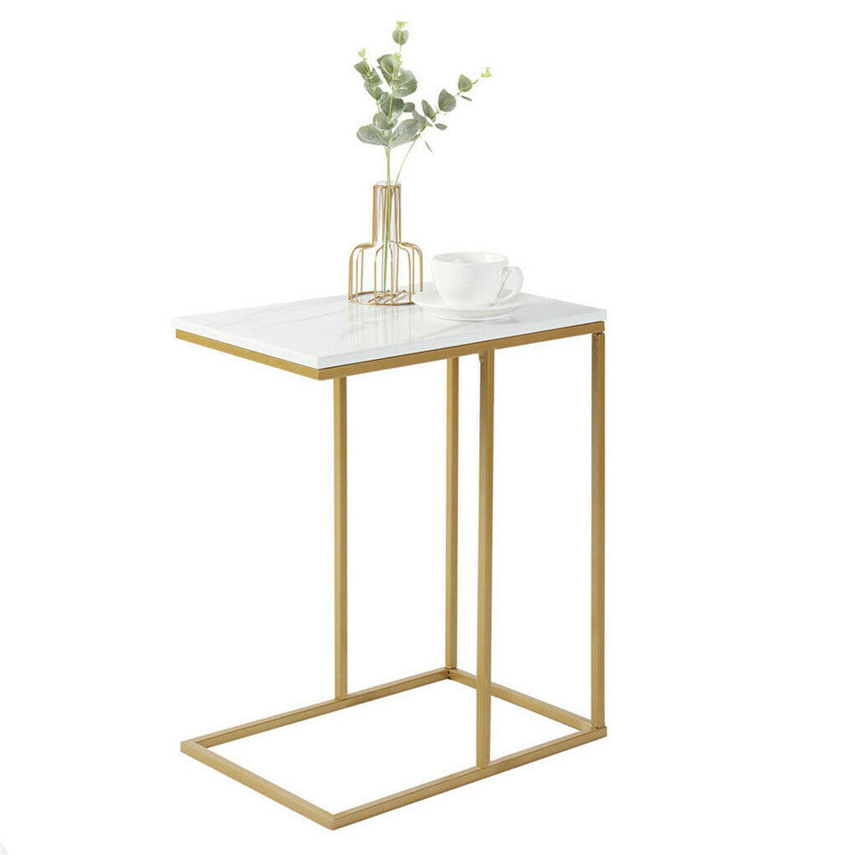 Gold Frame Marble Look Side Table