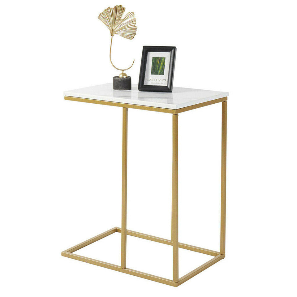 Gold Frame Marble Look Side Table