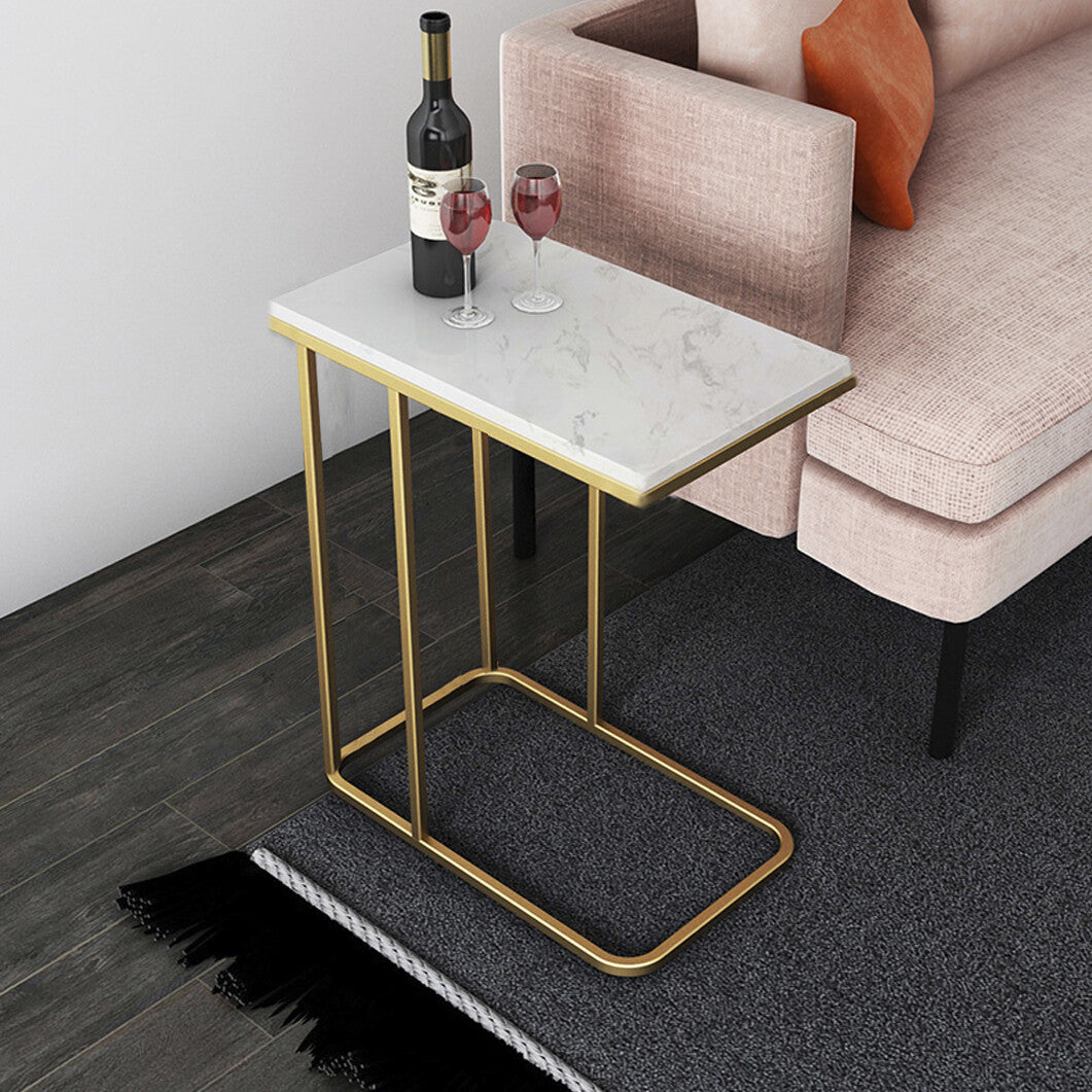 Gold Frame Marble Look Side Table