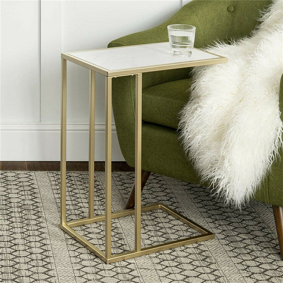 Gold Frame Marble Look Side Table