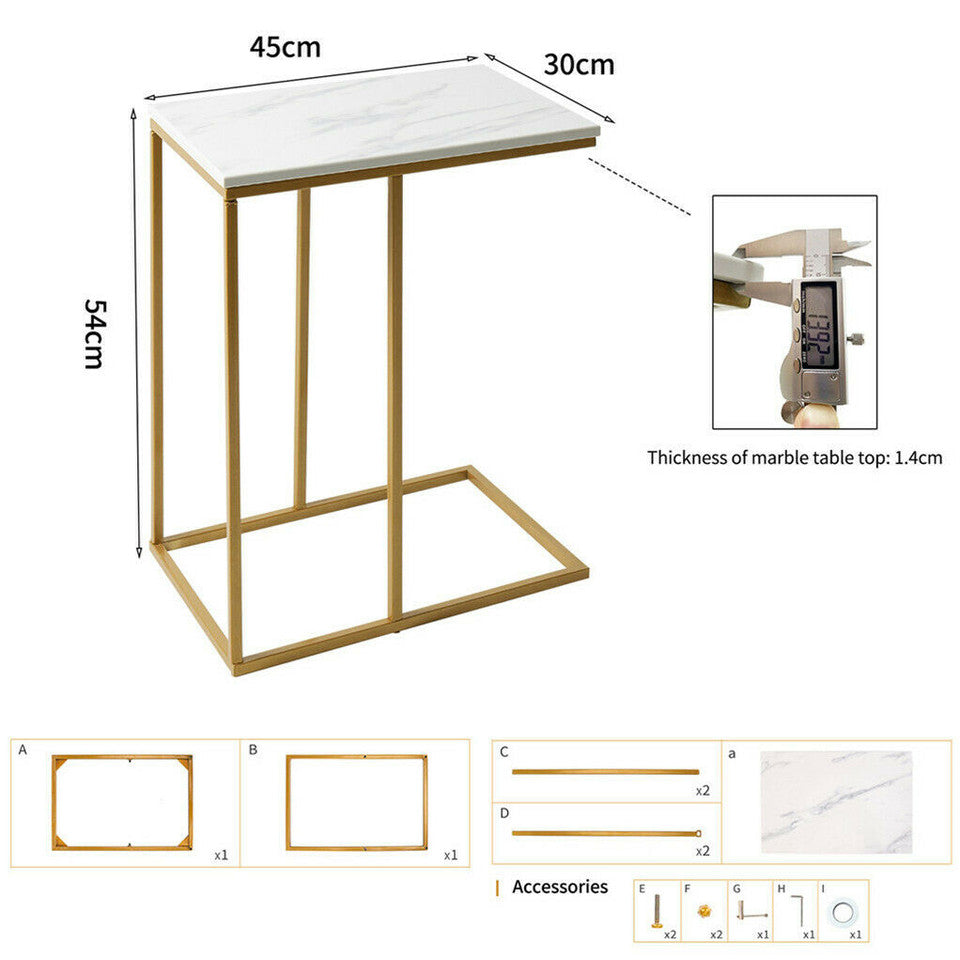 Gold Frame Marble Look Side Table