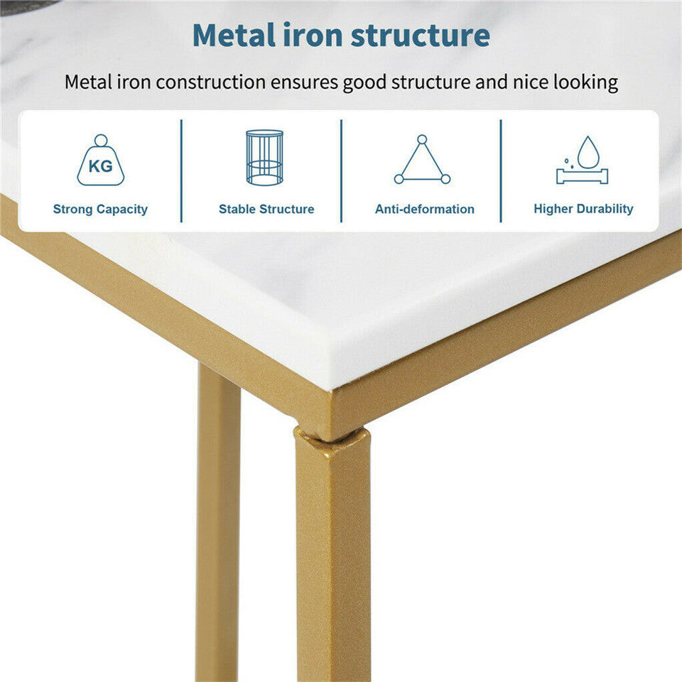 Gold Frame Marble Look Side Table