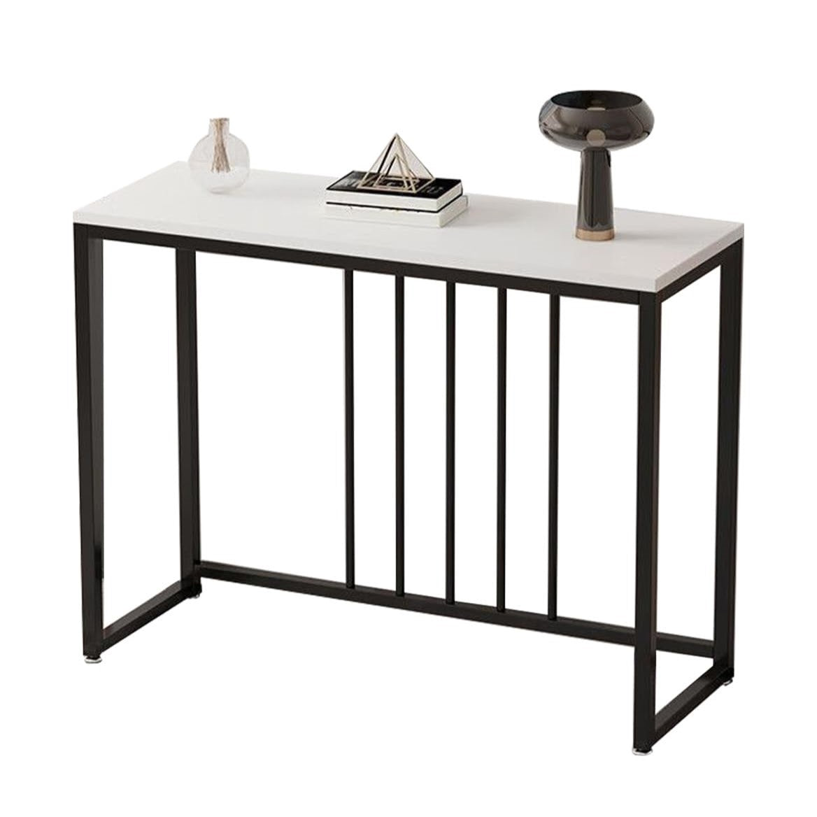 White and Grey Sintered Stone Console Table, 80 cm
