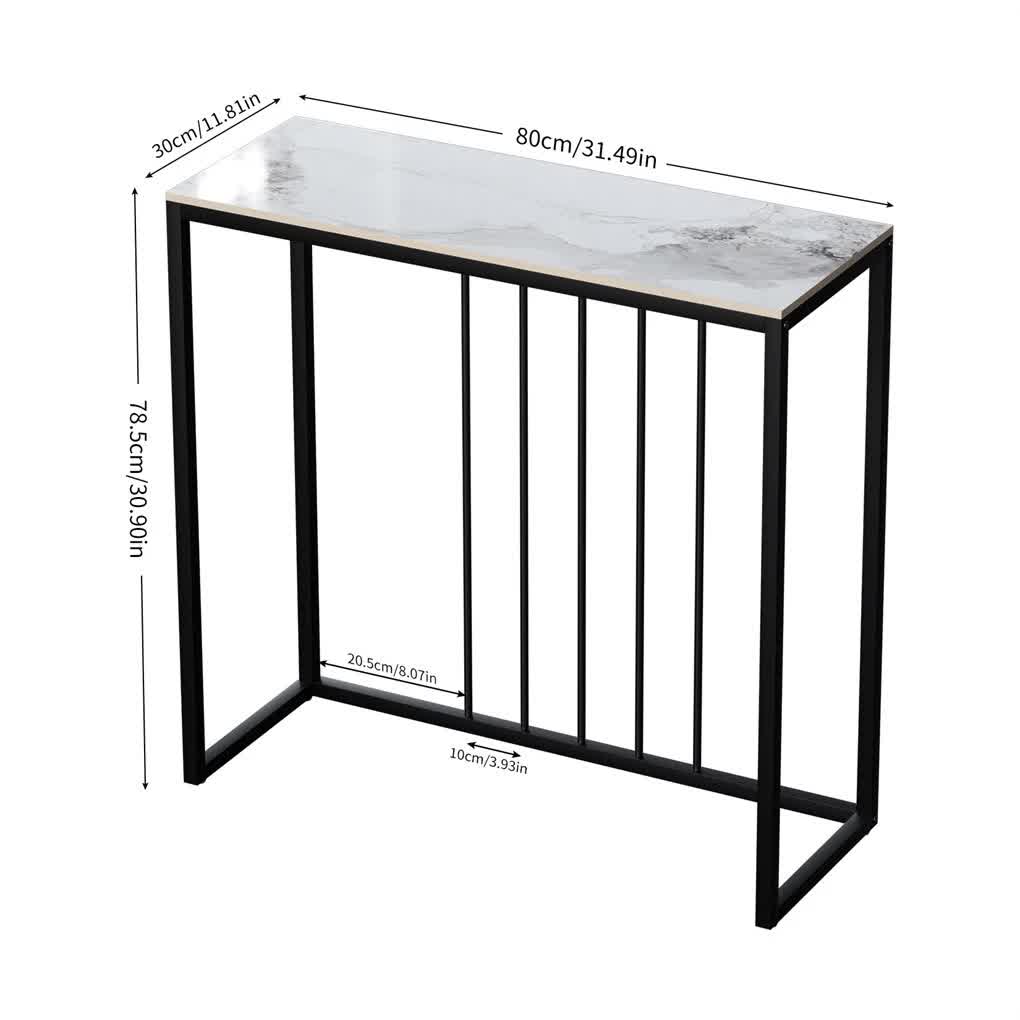 Black Frame Glossy Sintered Stone Console Table