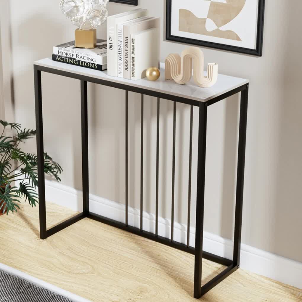 Black Frame Glossy Sintered Stone Console Table