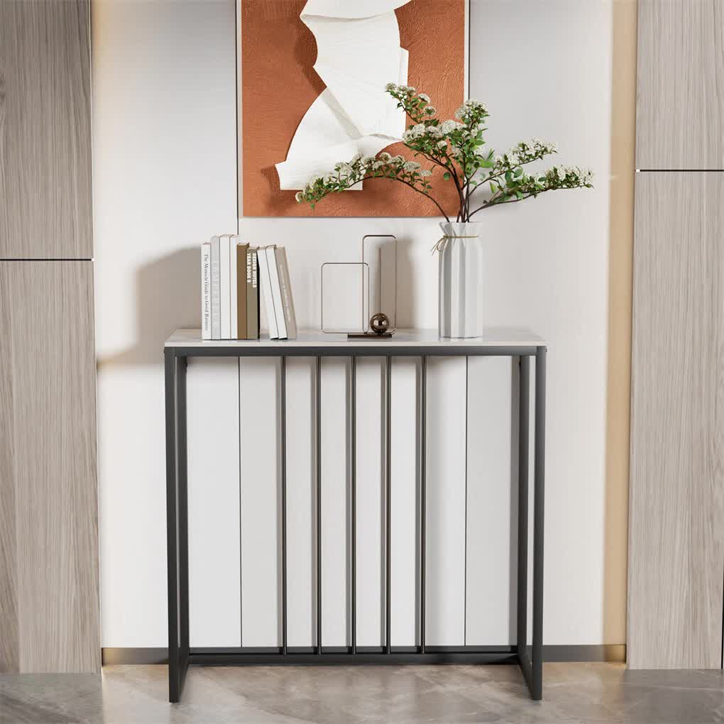 Black Frame Glossy Sintered Stone Console Table
