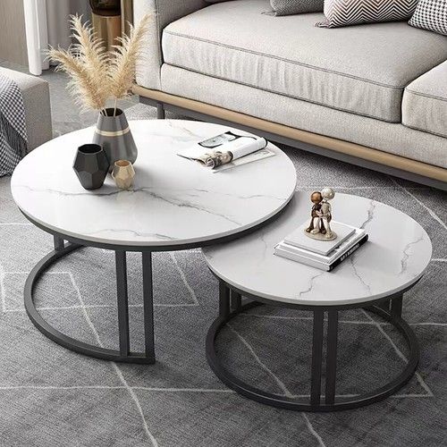 Round Nesting Coffee Tables with Metal Frame