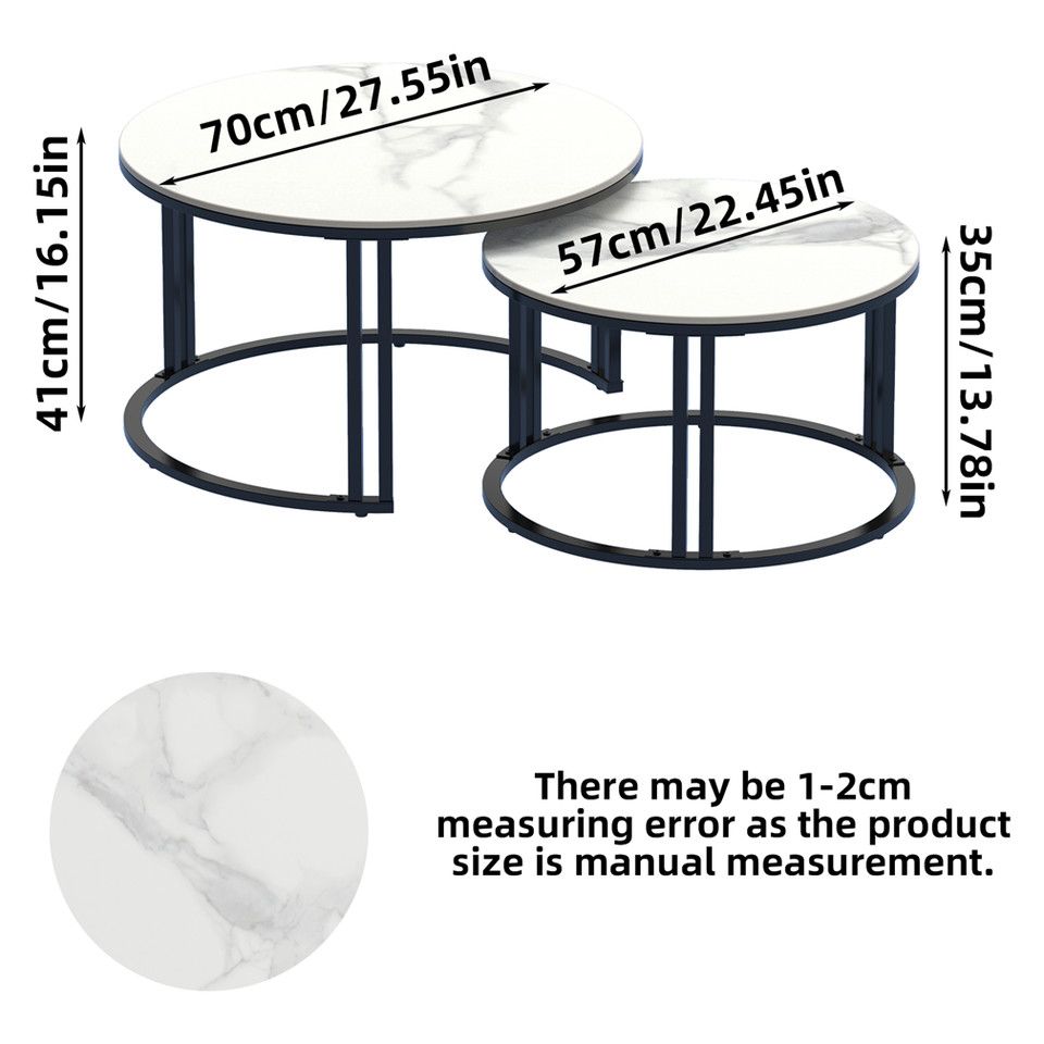 Round Nesting Coffee Tables with Metal Frame