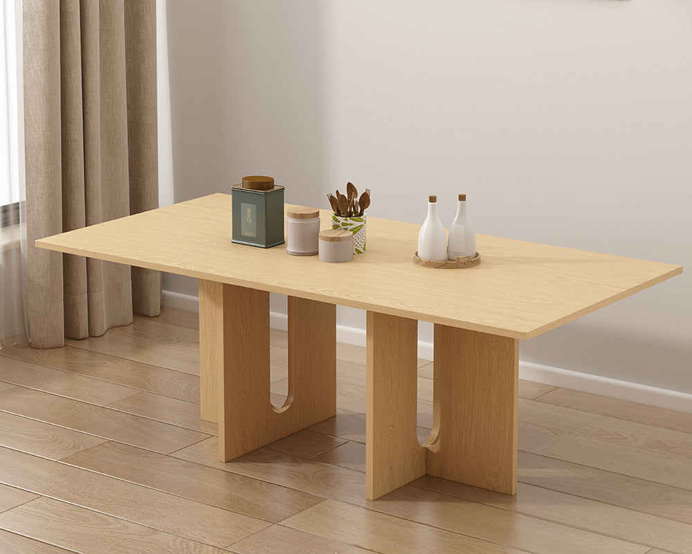 Oak Finish Melamine Dining Table for Six