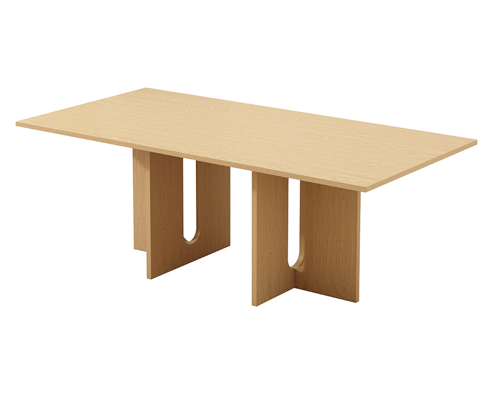 Oak Finish Melamine Dining Table for Six