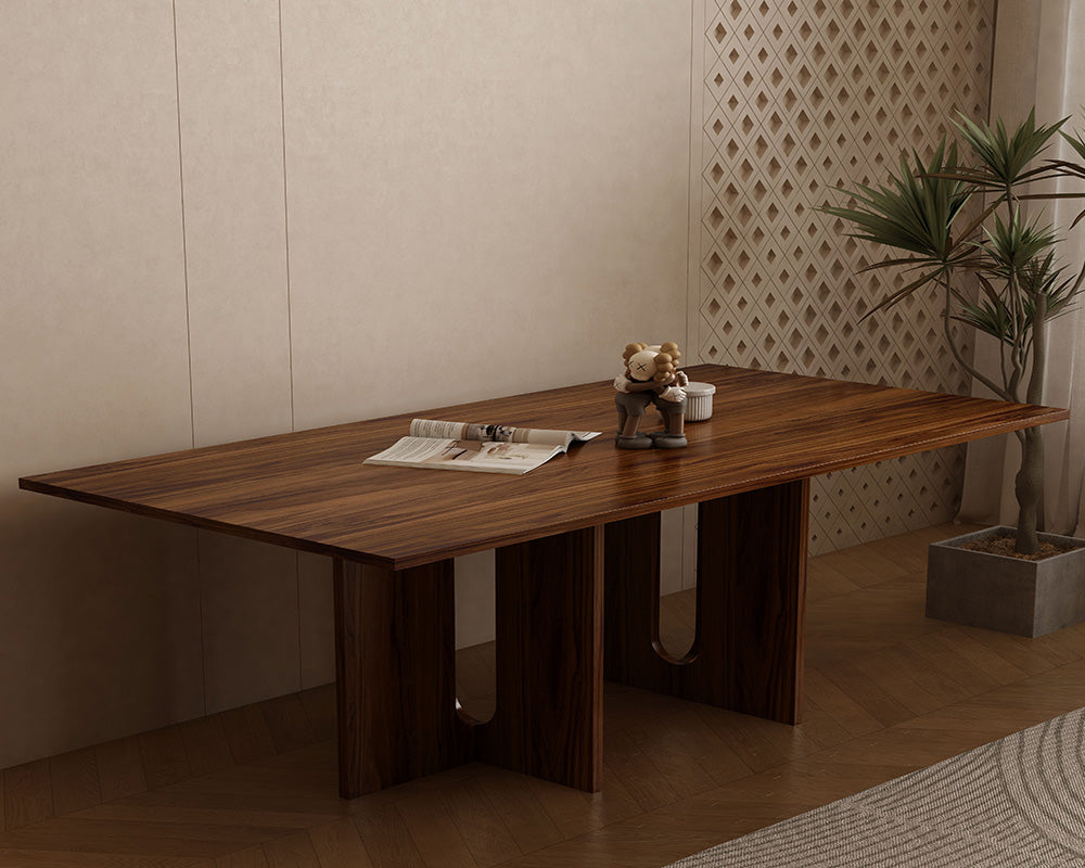 Oak Finish Melamine Dining Table for Six