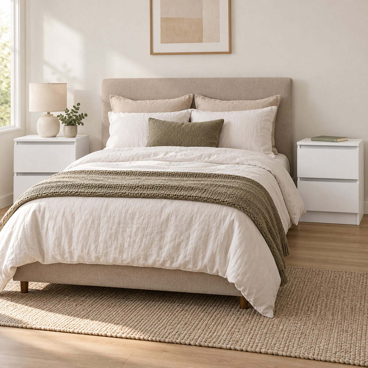 Artiss Pepe White Bedside Tables, Set of 2 shown in a home setting