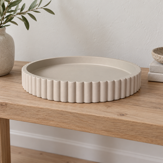 Round Decorative Tray shown in a home setting