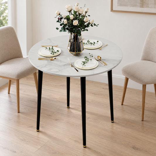Round Sintered Stone Dining Table, 80 cm shown in a home setting