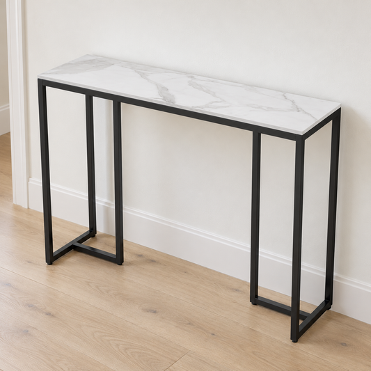 Sintered Stone Console Table with Metal Frame, 100 cm shown in a home setting