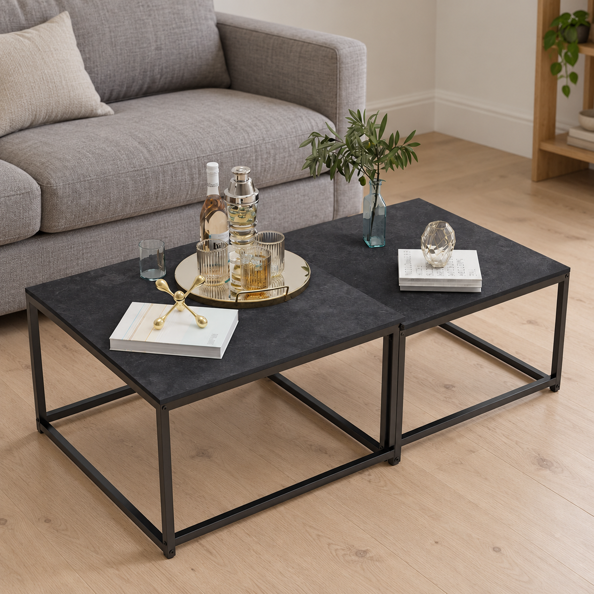 Sintered Stone Nesting Coffee Tables shown in a home setting
